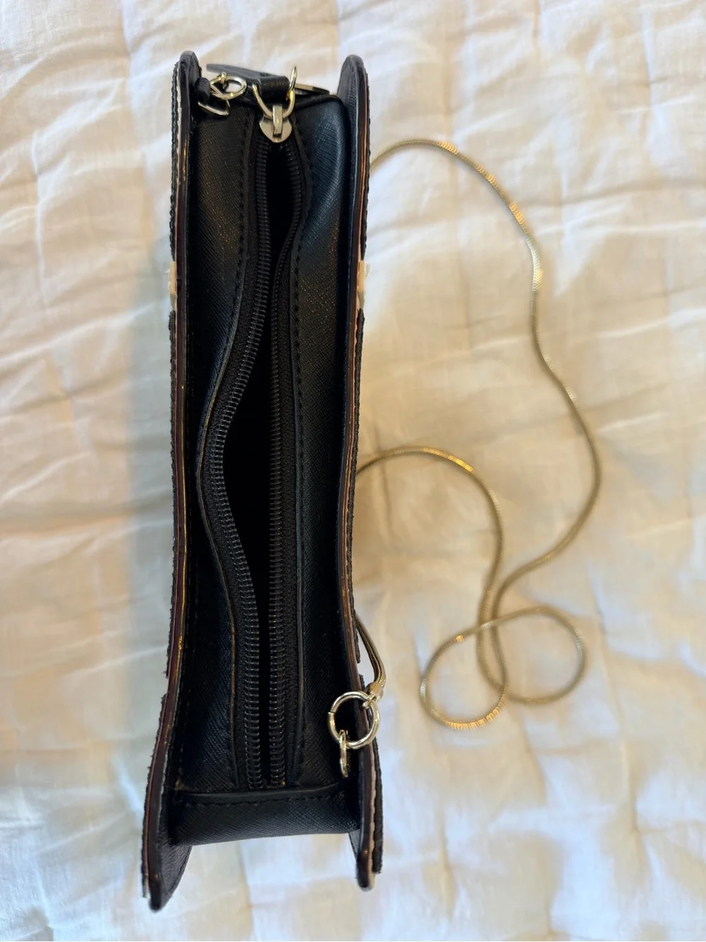Kate Spade Clifton Lane Sparkly Tuxedo Penguin Gold Chain Crossbody Bag